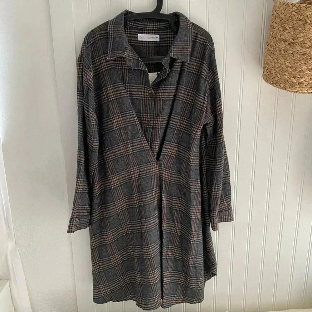 Zara Girls Brown Plaid Dress 11-12 Years NWT